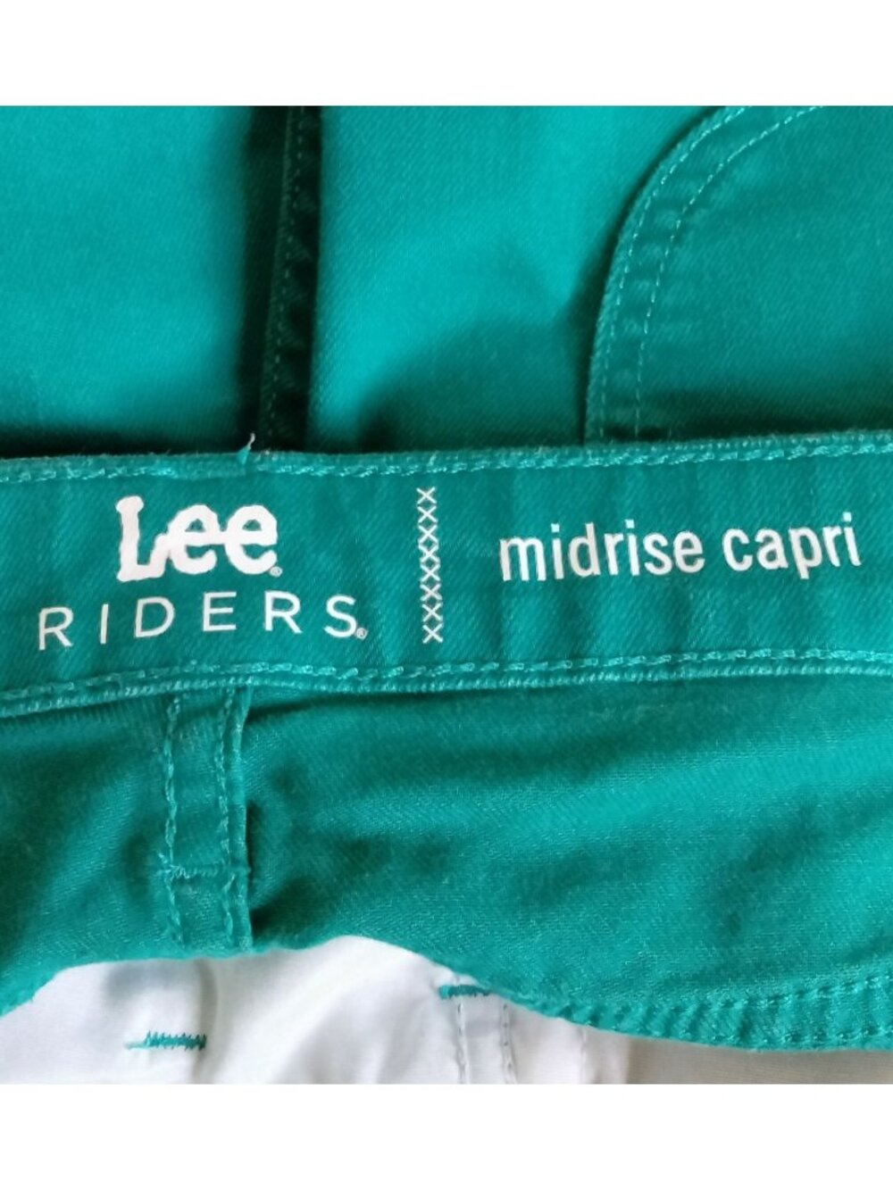 Lee Plus Size 20 Capri Pants Midrise Vibrant Teal Stretch Cropped Comfortable - Picture 6 of 8